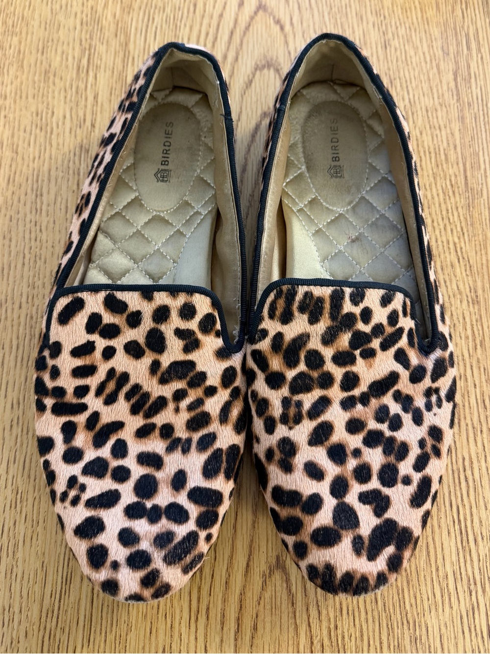 Birdies Leopard-Print Slip-On Flats in Tan and Black